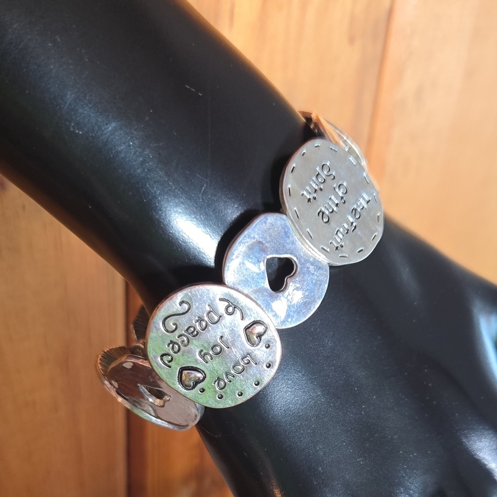 SILVER TONE AFFIRMATION STRETCH BRACELET